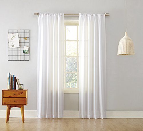 No. 918 Marley Semi Sheer Rod Pocket Curtain Panel, 40" x 84", White | Amazon (US)
