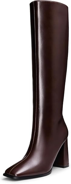 DREAM PAIRS Women's Knee High Square Toe Heel Boots | Amazon (US)