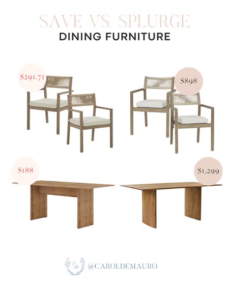 Save vs splurge! Grab an affordable alternative to these brown armchairs and wooden dining tables!
#diningroomrefresh #lookforless #onsalenow #patiofurniture

#LTKSeasonal #LTKHome #LTKStyleTip