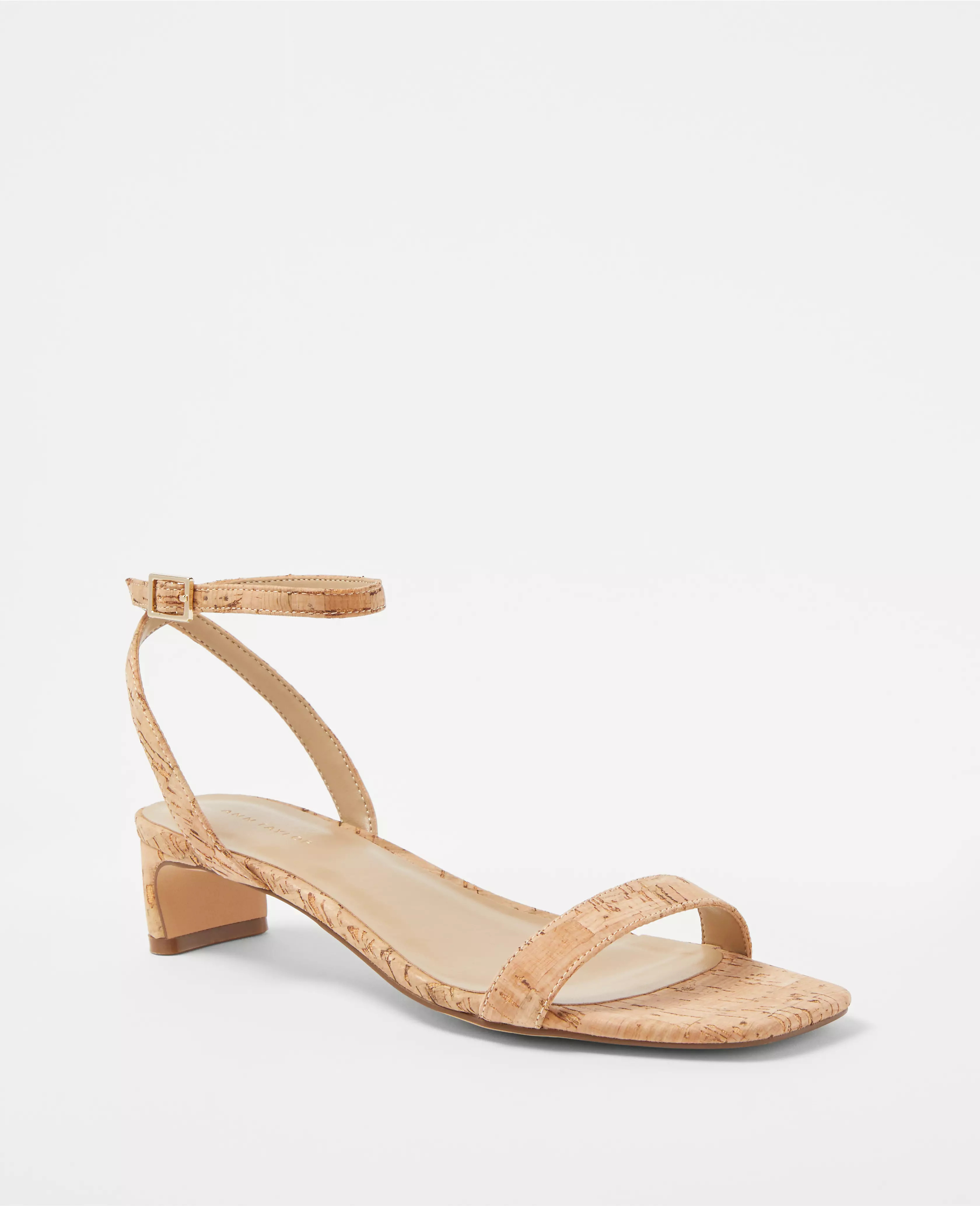 Cork Blade Heel Ankle Strap Sandals | Ann Taylor (US)
