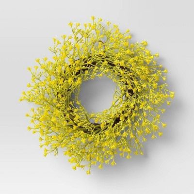 12" Artificial Mimosa Flower Wreath Yellow - Threshold™ | Target