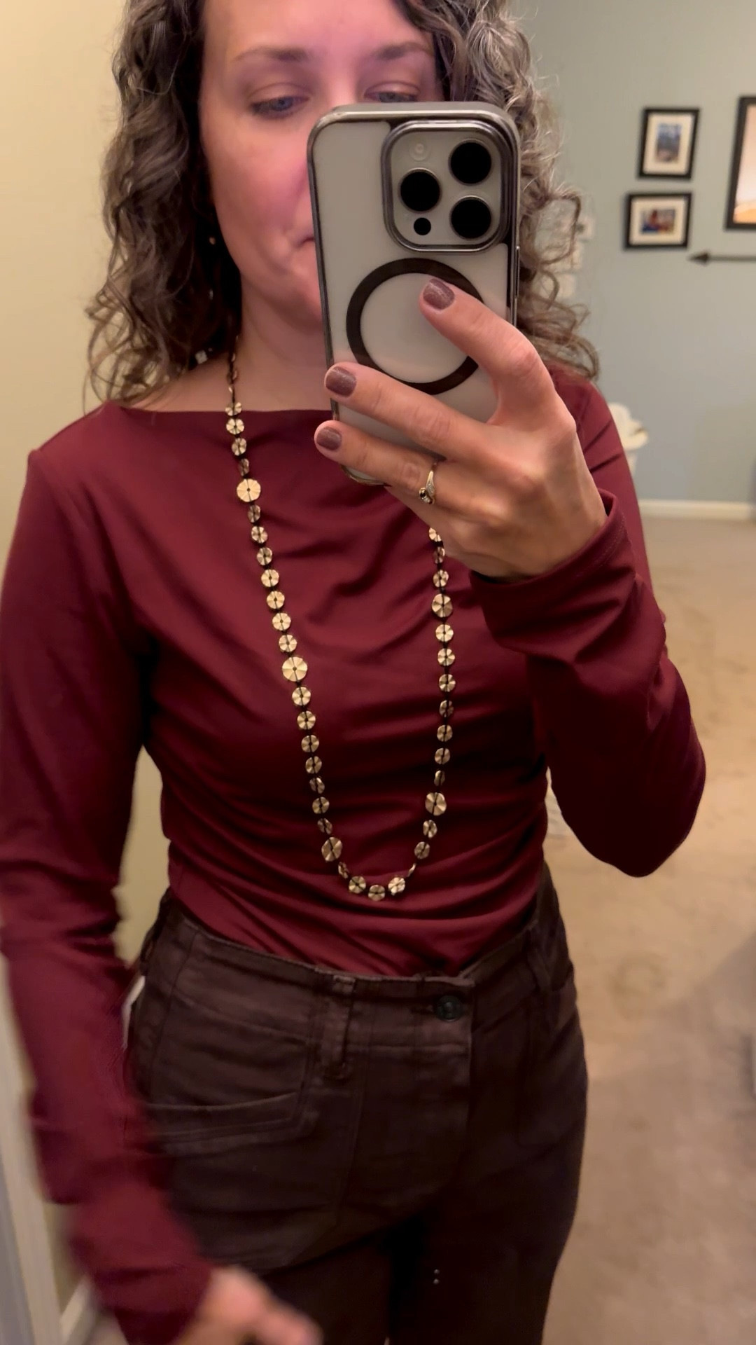 Gorgeous burgundy top for the holidays! Under $40, comfortable, can dress up or down. I sized up one size. 

#LTKHoliday #LTKOver40 #LTKSeasonal