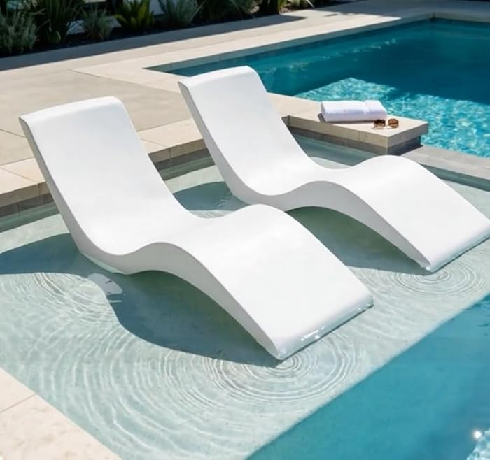 Aqua Outdoors Pool Chaise Lounge Chairs for Ledge & Shelf, Water-Weighted Pool Lounger for Depths... | Amazon (US)