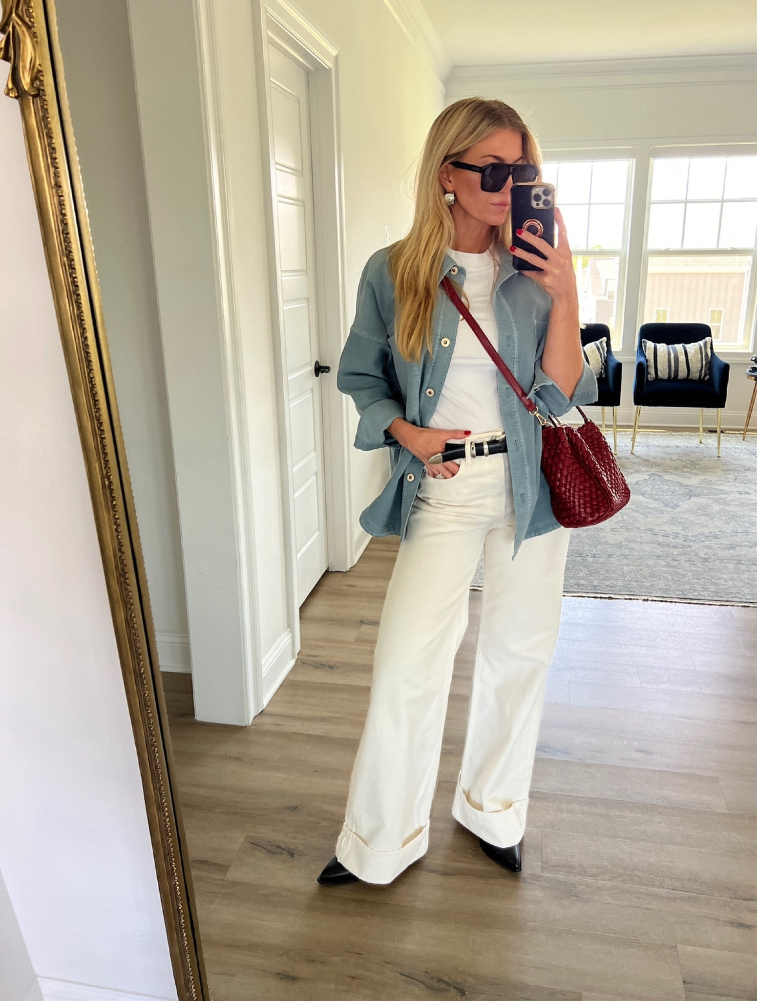 Denim top + off white denim. 
Top: runs slightly oversized 
Denim: run TTS

#LTKBeauty #LTKStyleTip 

#LTKSeasonal