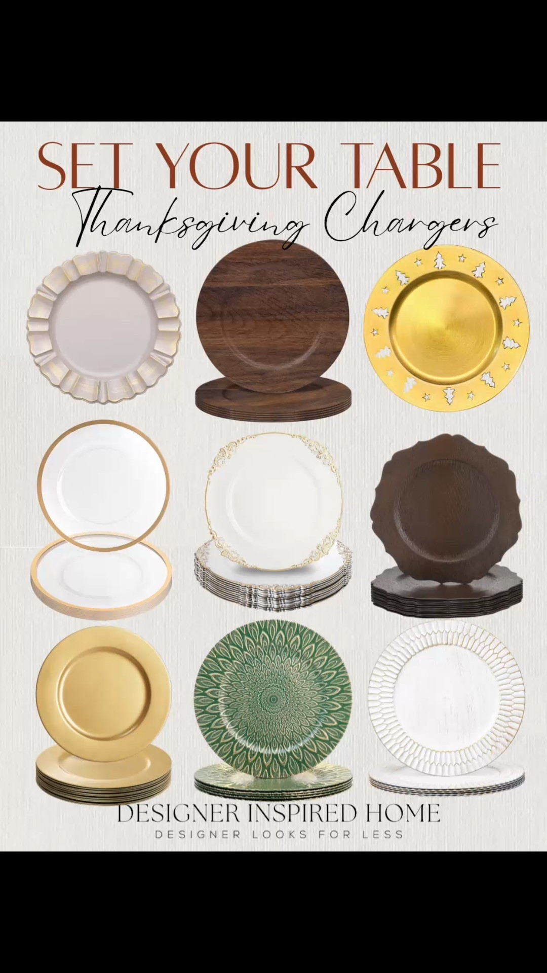 Set your table: Thanksgiving dinner chargers

#LTKHome #LTKFindsUnder50 #LTKHoliday