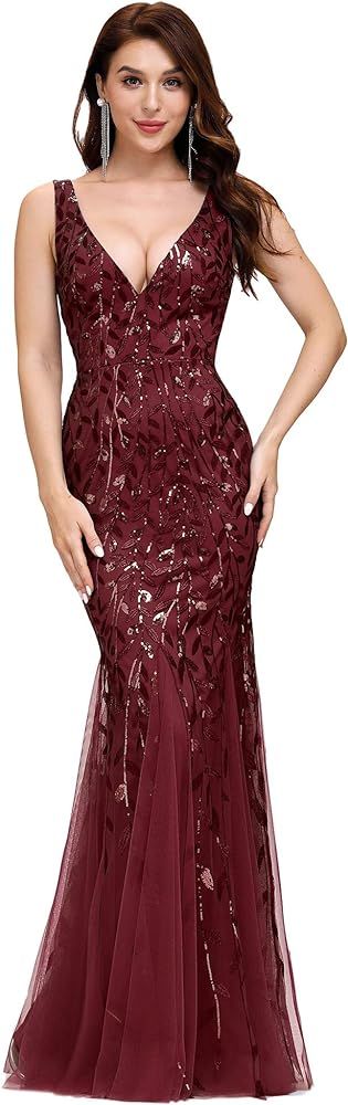Ever-Pretty Women's Double V-Neck Sleeveless Mermaid Dress Evening Maxi Dress 7886 | Amazon (US)