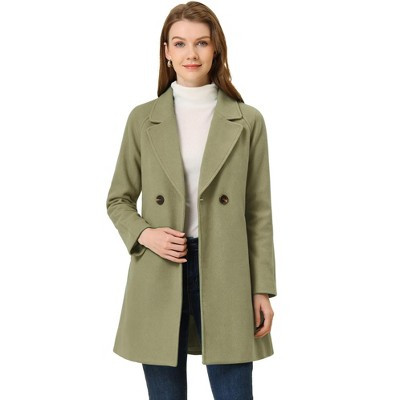 INSPIRE CHIC Women's Notched Lapel Double Breasted Raglan Sleeve Winter Coat X-Large Pea Green | Target