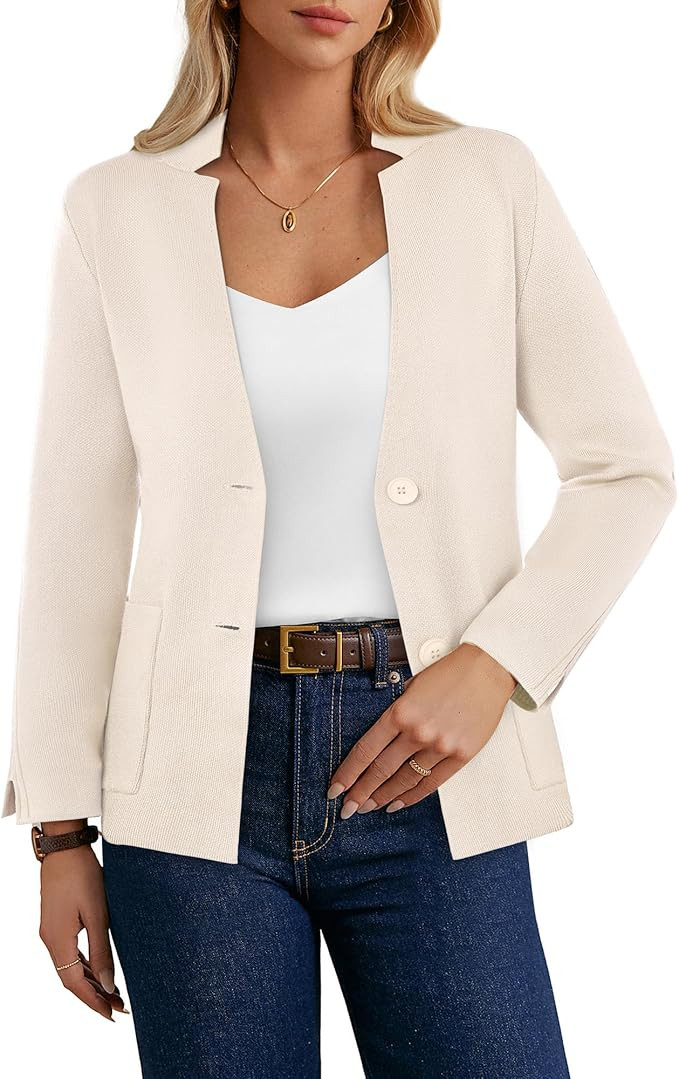 GRACE KARIN Women Sweater Blazer Business Casual Knit Cardigan 2026 Long Sleeve Suit Jackets Work... | Amazon (US)