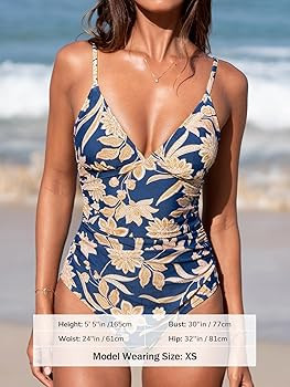 CUPSHE Women's One Piece Bathing Suit Ruched Swimsuit Deep V Neck Spaghetti Adjustable Straps Lon... | Amazon (US)