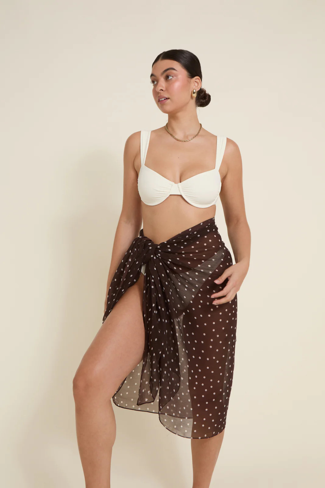 Santorini Sarong - Espresso/Ivory Polka Dot | Away That Day