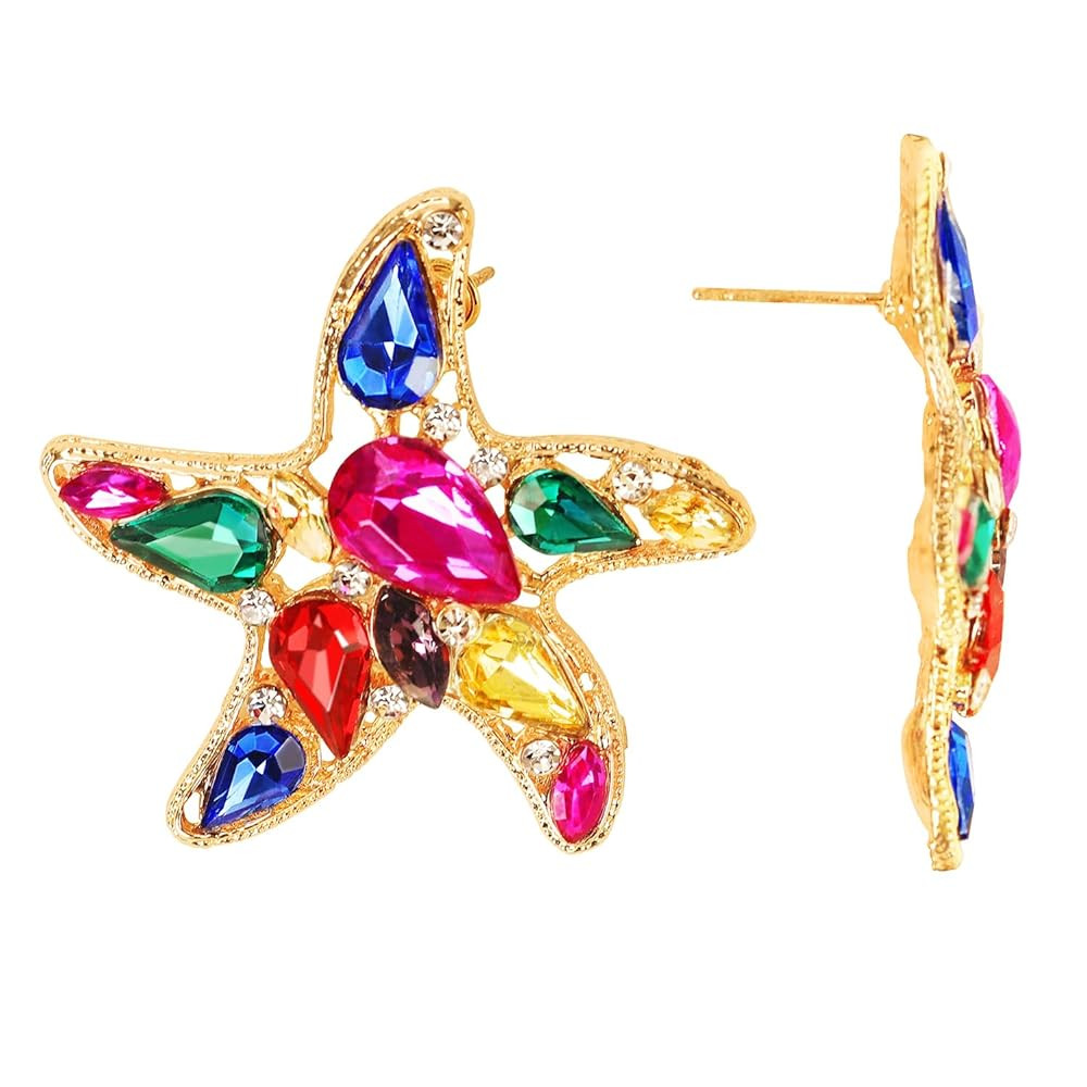 ‌‌Zirconyxx Ocean Starfish & Floral Stud Earrings for Women - Hypoallergenic Jewelry Set with... | Amazon (US)