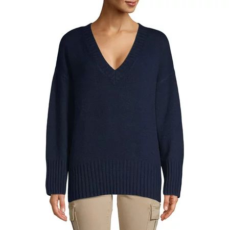 Scoop Slouchy V-Neck Sweater Women's | Walmart (US)
