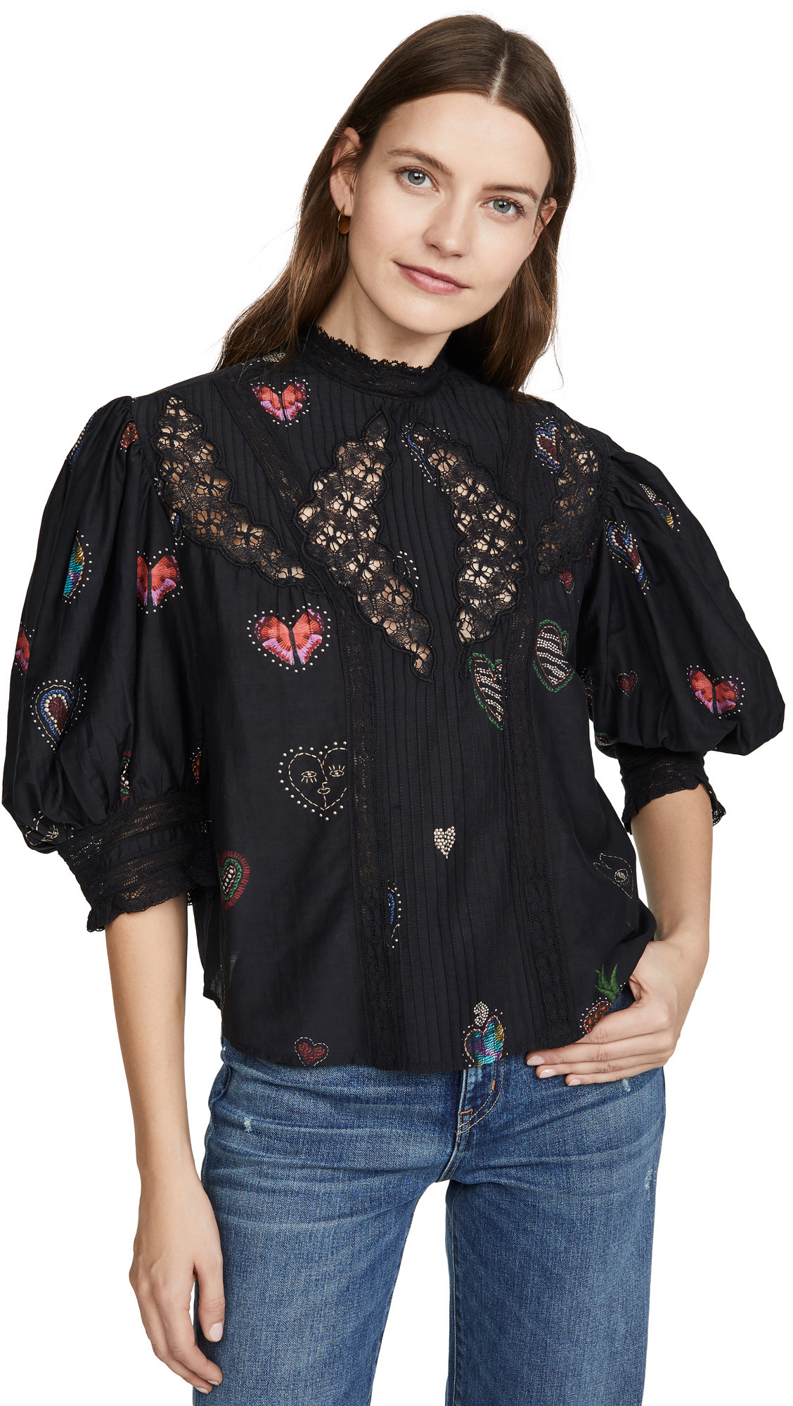 FARM Rio Dark Hearts Blouse | Shopbop