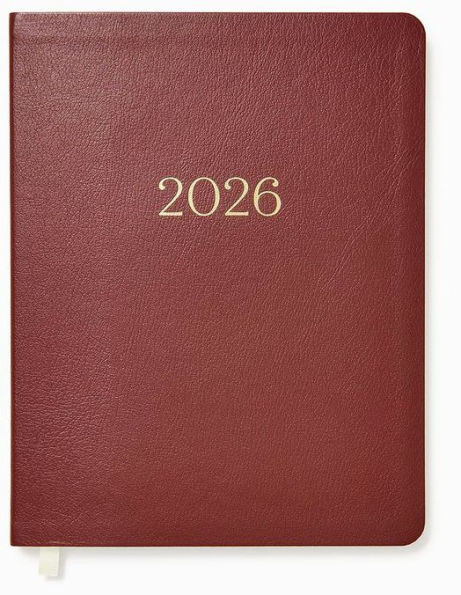 2025-2026 Paper Source Maroon Leather 18-Month Weekly Desk Planner | Barnes & Noble