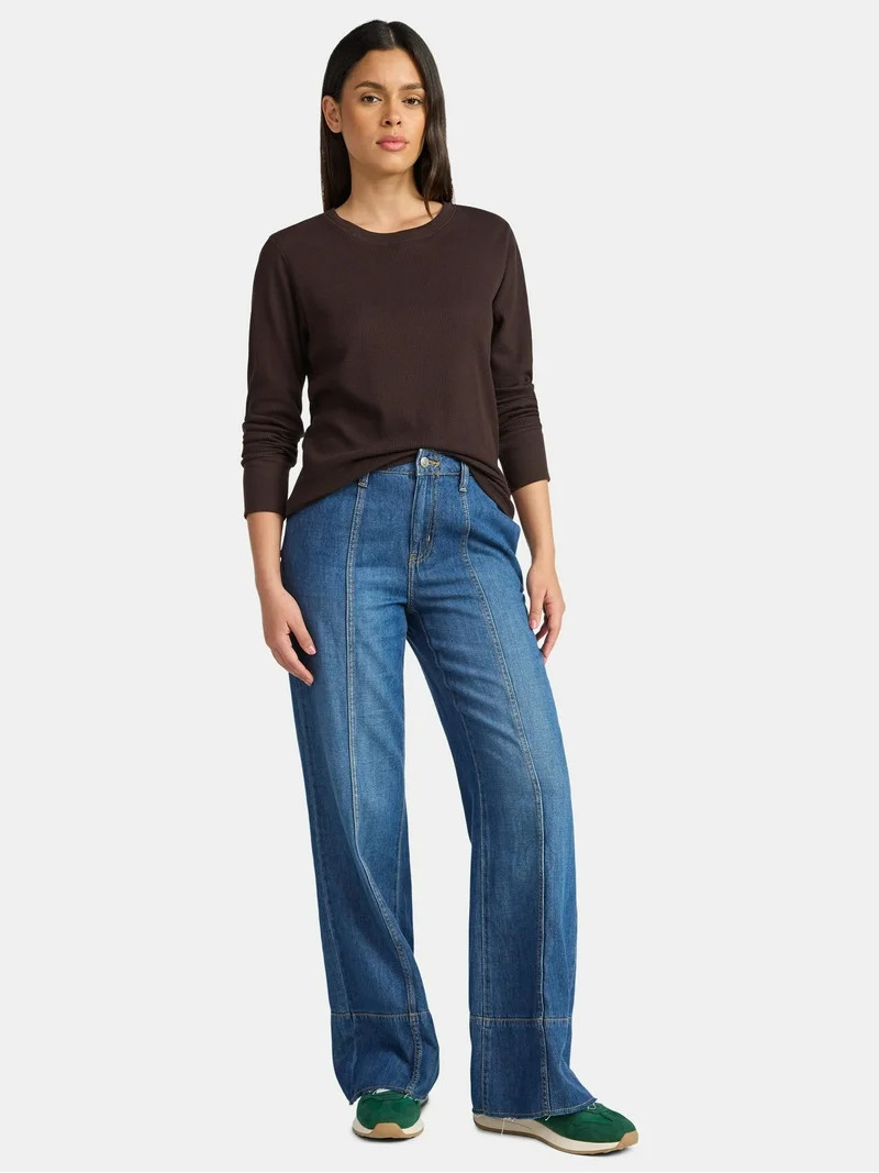 Time and Tru Women's Thermal Tee with Long Sleeves, Size XS-XXXL | Walmart (US)