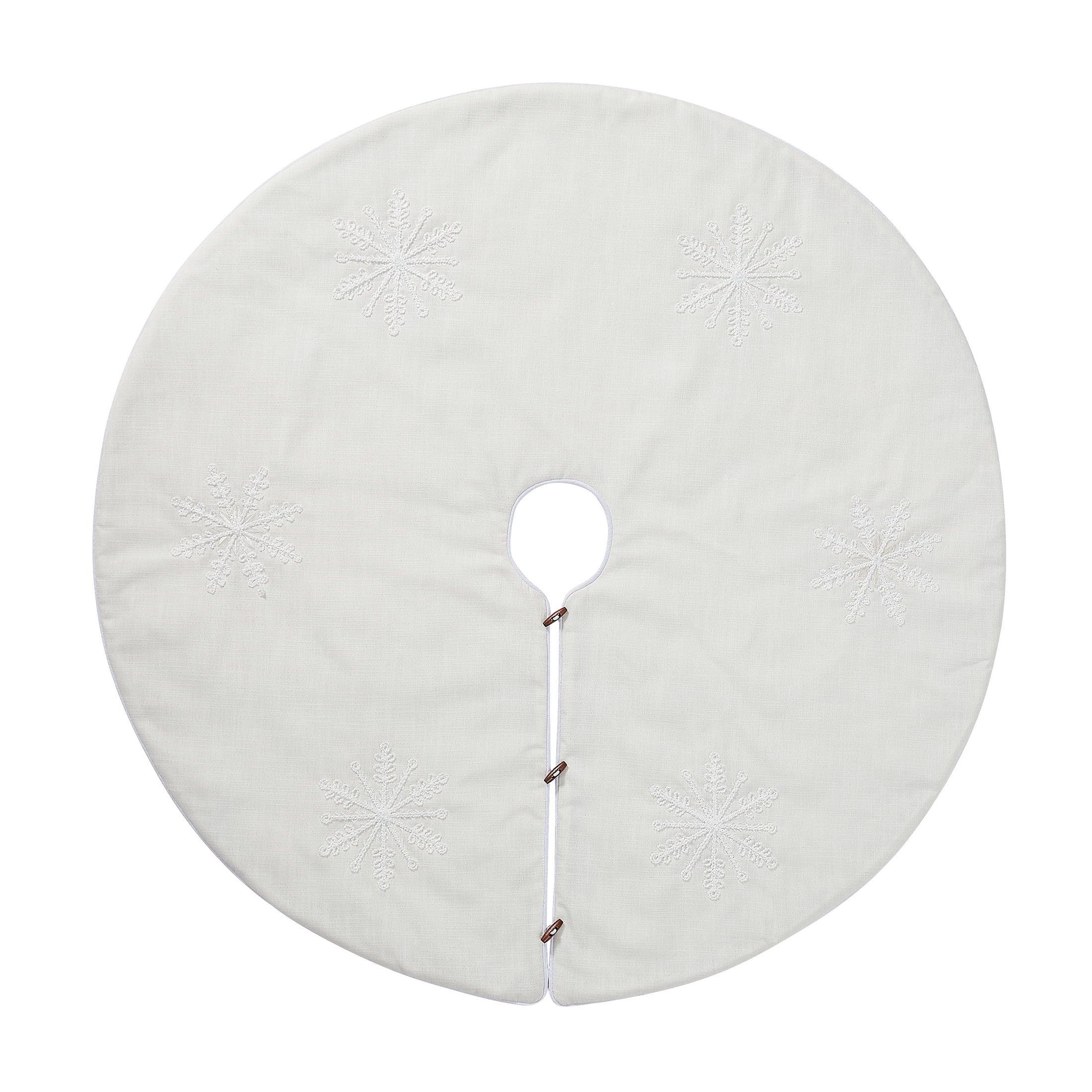 My Texas House Ester Ivory Embroidered Snowflake Christmas Tree Skirt, 52" | Walmart (US)