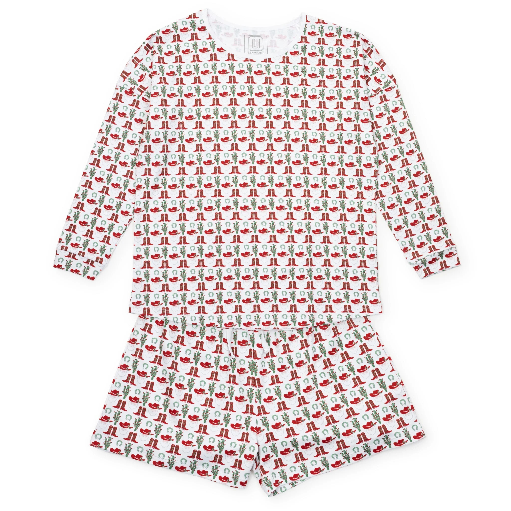 Anna Women's Longsleeve Short Set - Cowboy Christmas | Lila and Hayes