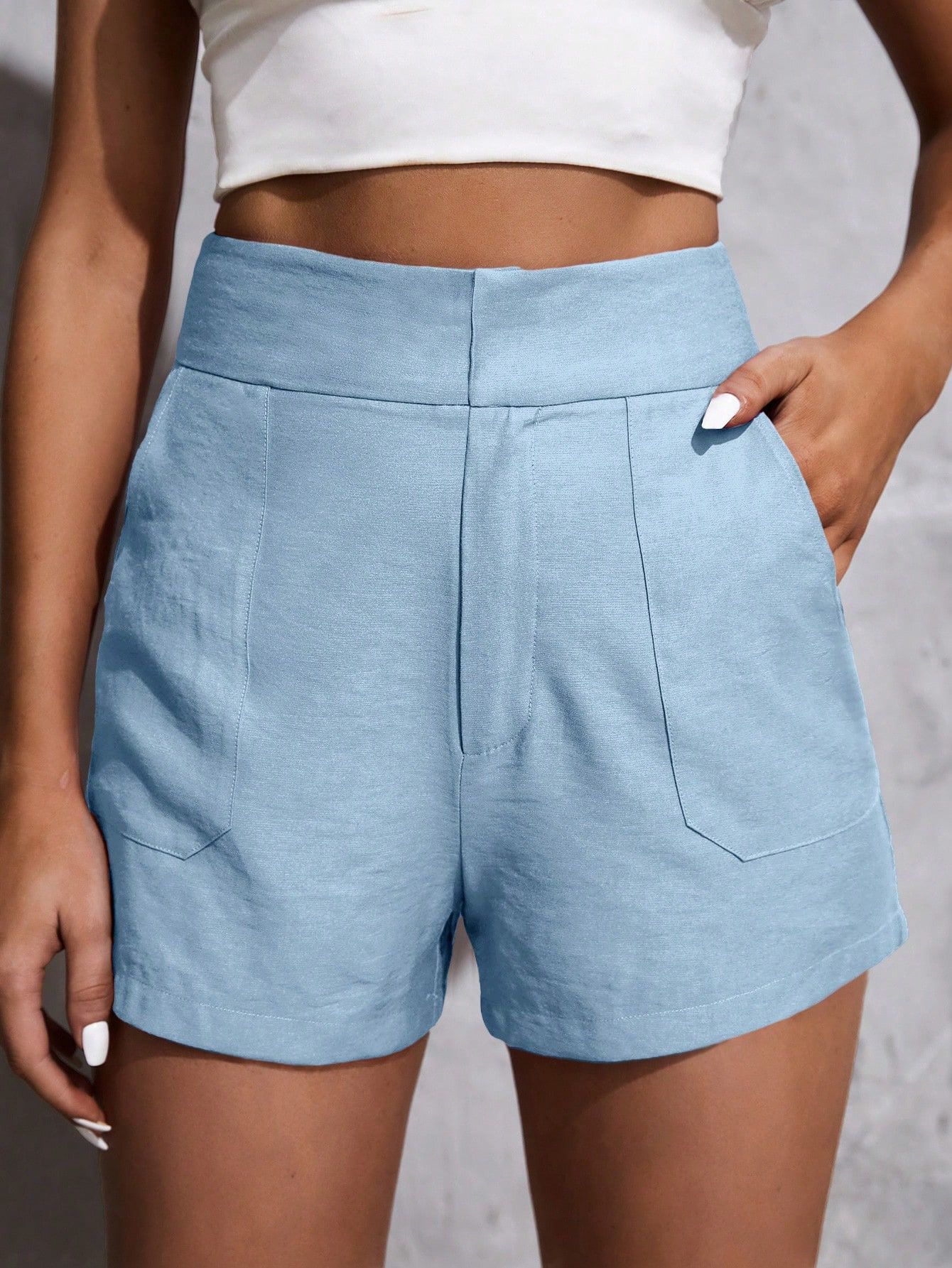 SHEIN Essnce High Waist Slant Pocket Shorts | SHEIN