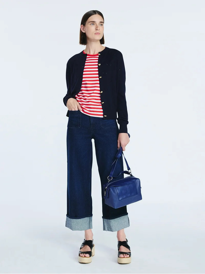 Free Assembly Women's and Women's Plus Cotton Cropped Boxy Tee with Short Sleeves, Sizes XS-4X | Walmart (US)