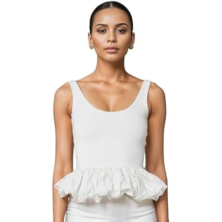 Tank Going Out Crop Tops for Women Sleeveless Ruffle Hem Casual Backless Fashion Solid Crop Tank ... | Amazon (US)