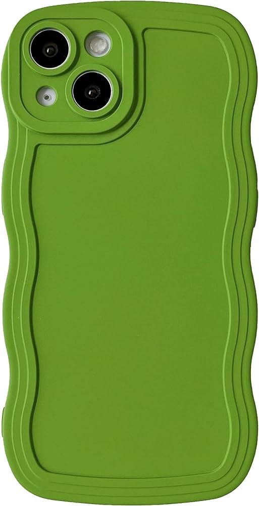 Caseative Solid Color Curly Wave Frame Soft Compatible with iPhone Case (Green,iPhone 12) | Amazon (US)