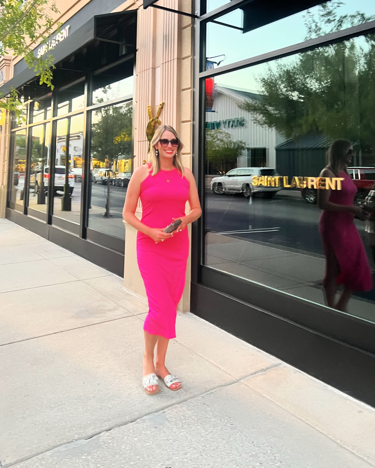 Hot pink midi dress / Barbie dress / Barbie core / Barbie style / Barbie pink / lulus / midi dress / racerback dress 

#LTKstyletip #LTKunder100 #LTKFind