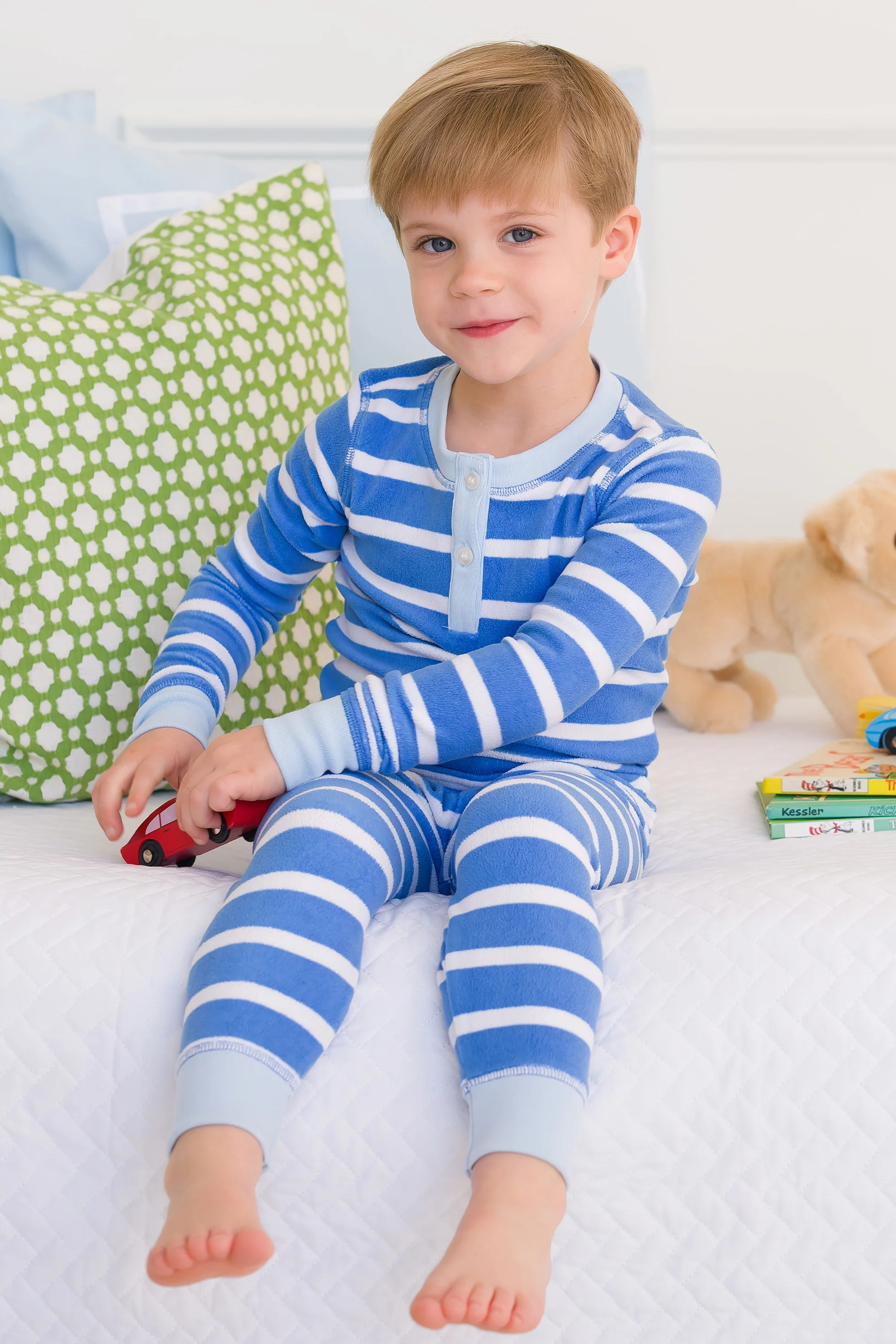 Sutton's Sweet Dream Set (Fleece) - Barbados Blue Stripe with Beale Street Blue | The Beaufort Bonnet Company