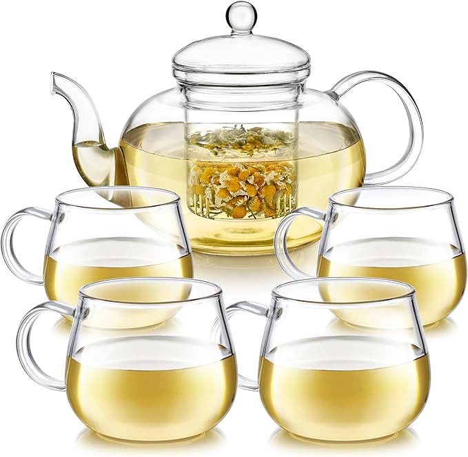 Teabloom Heatproof Glass Teapot Set with Removable Loose Tea Infuser (Standard Size: 32oz/946ml) ... | Amazon (US)