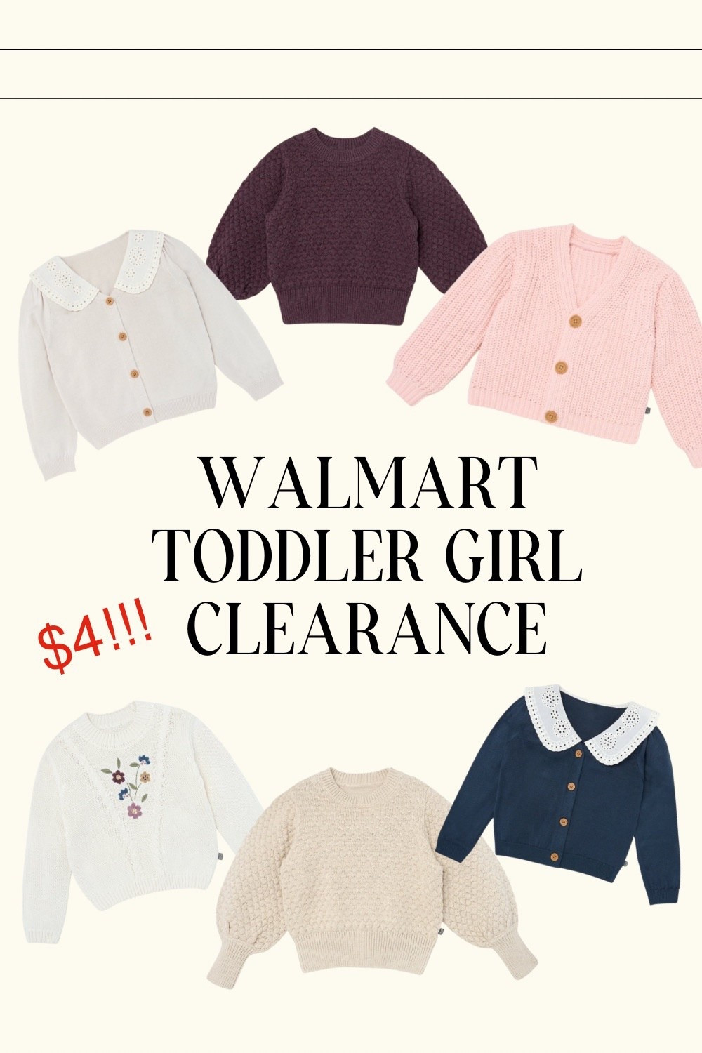 Walmart toddler and baby girl sweaters on clearance sale!! 

#LTKKids #LTKSaleAlert #LTKBaby