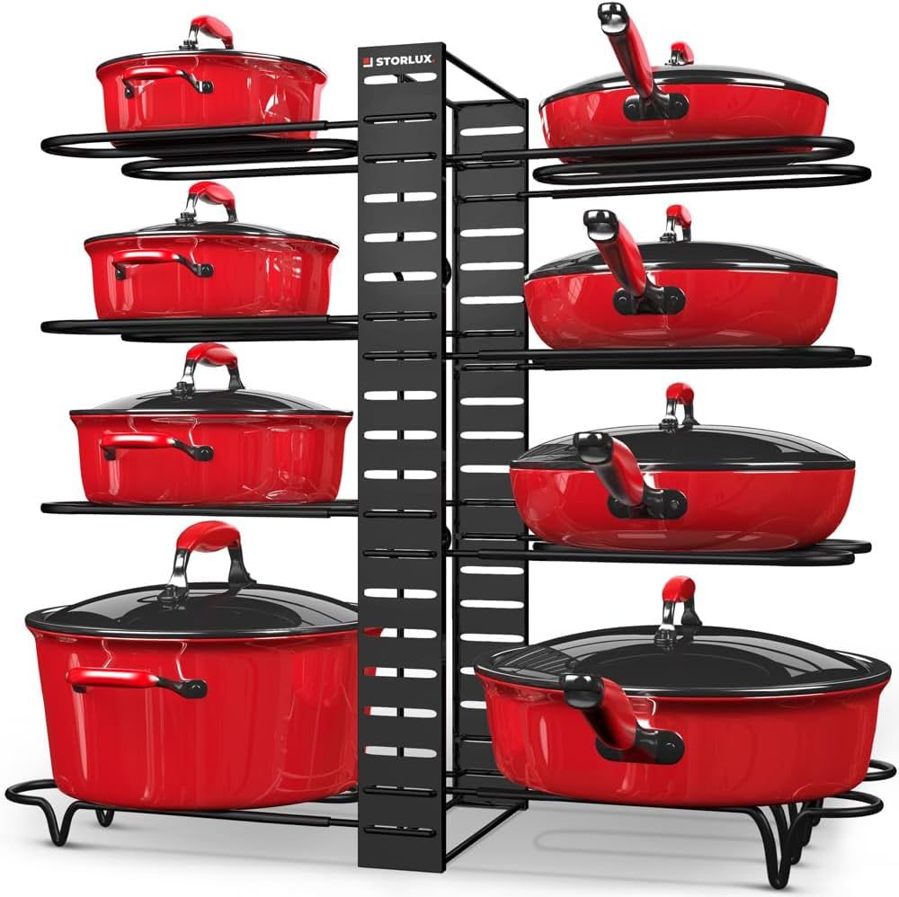 Pots and Pans Organizer Under Cabinet, Adjustable 8 Non-Slip Tiers Pot Rack with 3 DIY Methods, K... | Amazon (US)