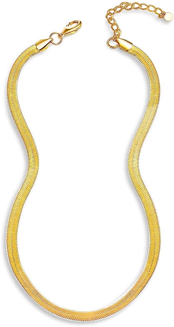 Reoxvo Gold Necklaces for Women,18K Gold Plated Paperclip Snake Chain Beaded Ball Chain Choker Ne... | Amazon (US)