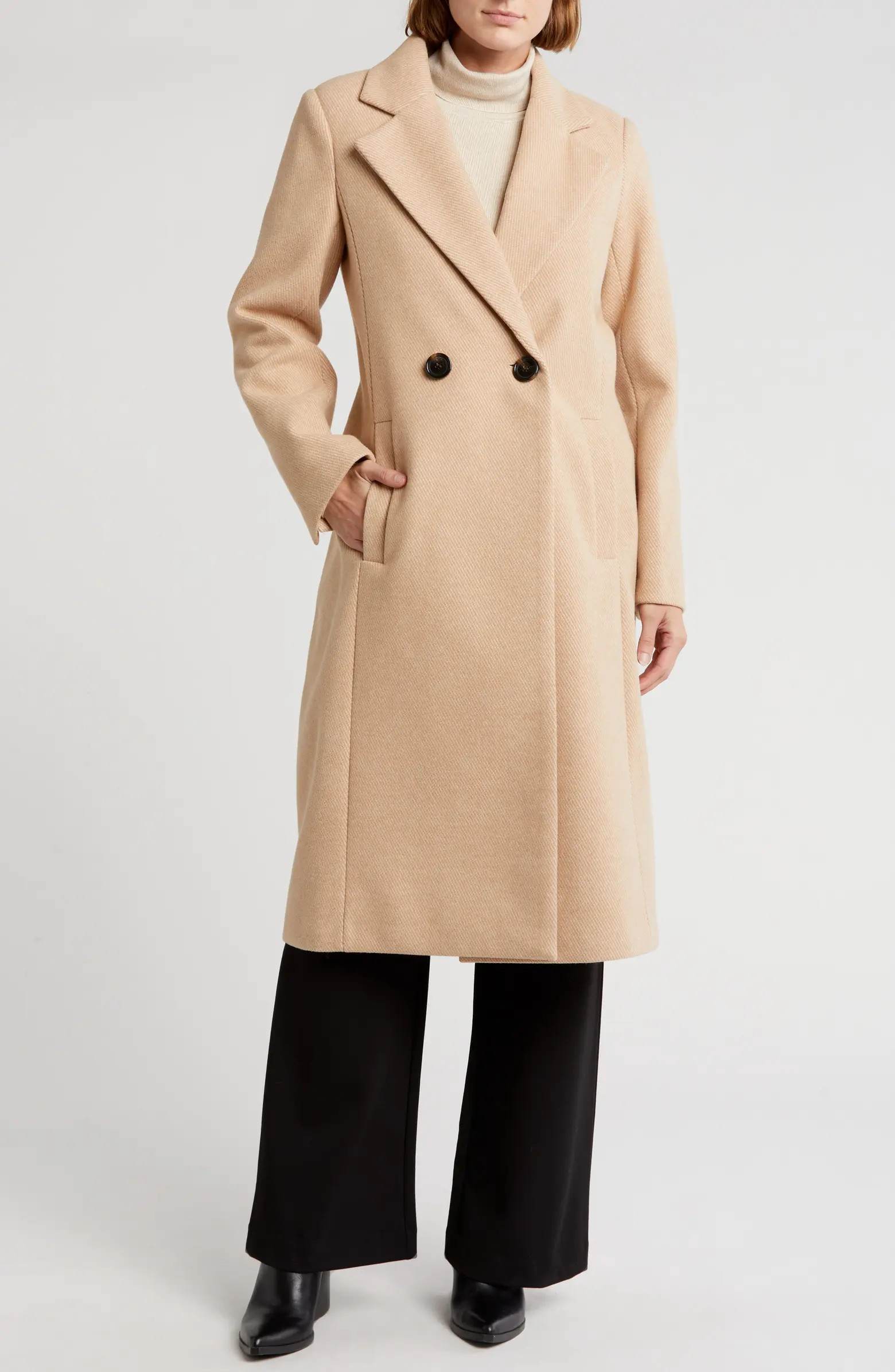 Notch Collar Double Breasted Coat | Nordstrom Rack