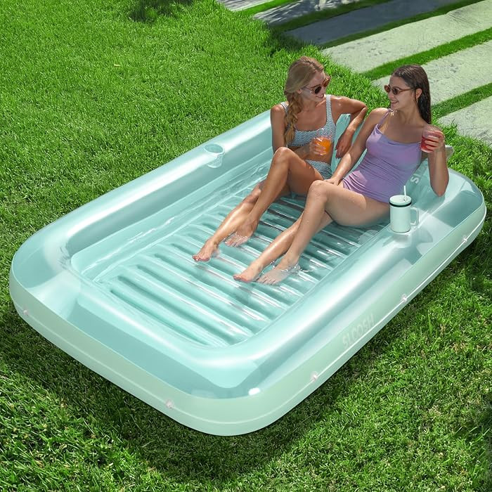 Sloosh Inflatable Tanning Pool Lounge Float, 70" x 46" and 85" x 57" Sun Tan Tub Adult Pool Float... | Amazon (UK)