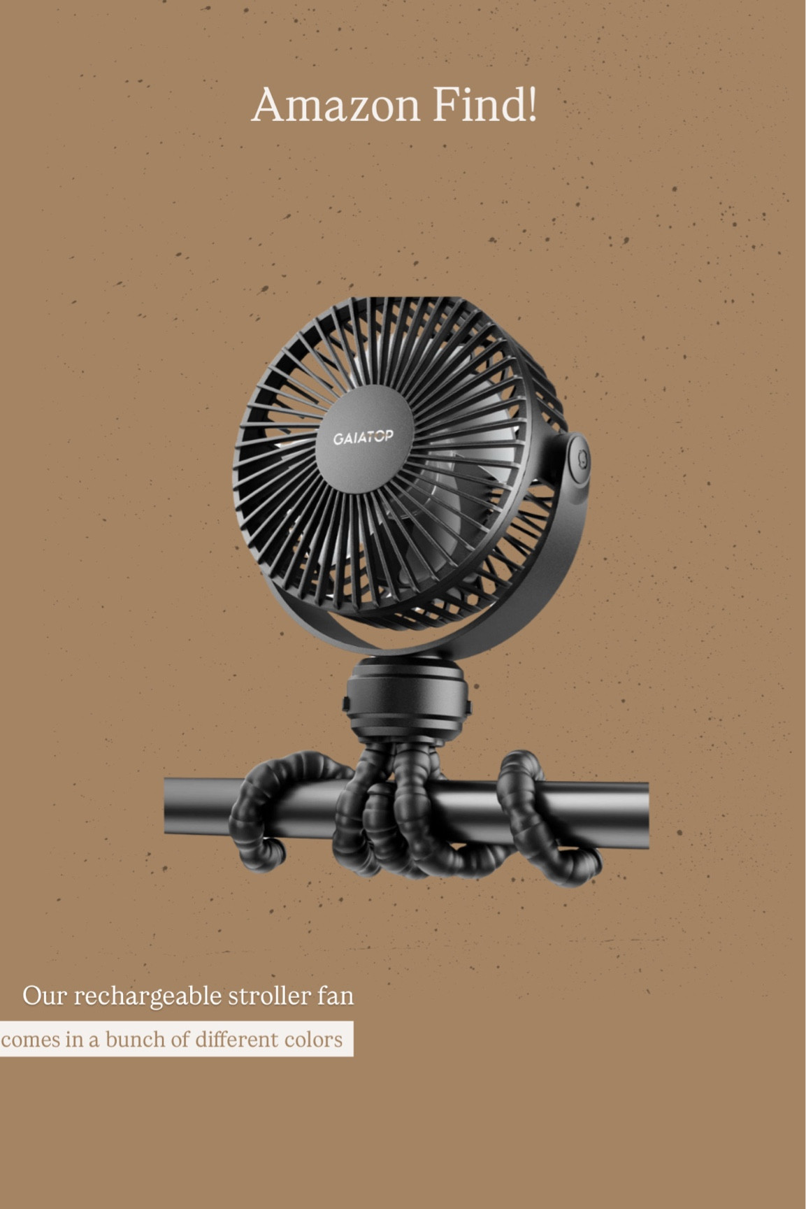 Amazon find! Our rechargeable stroller fan