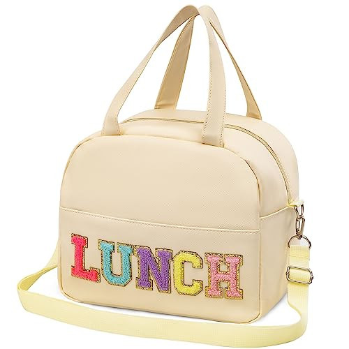 LUCKIPLUS Lunch Bag for Women Personalized Insulated Lunch Box for Adults with Adjustable Shoulder Strap Reusable Freezable Lunchbox Cooler Tote for Office Work Picnic Beach (Beige) | Amazon (US)