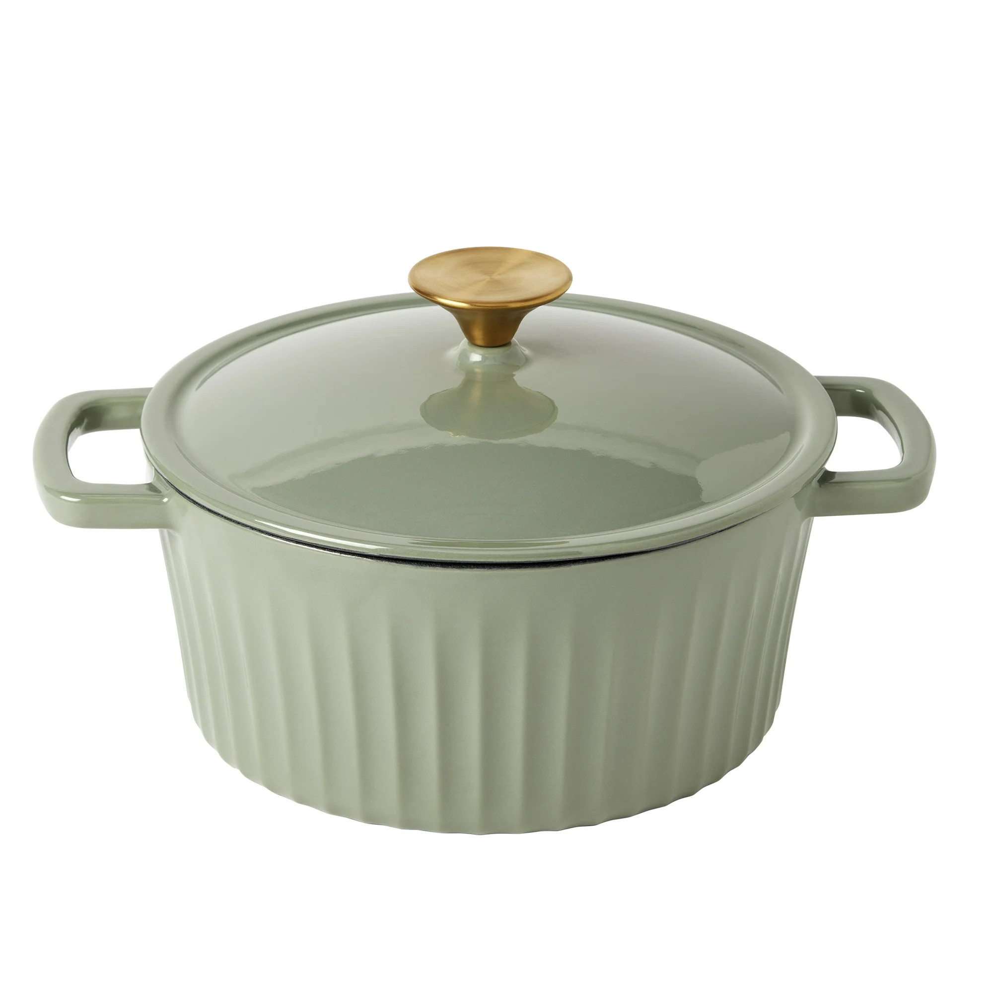 Smith & Clark 3-Quart Enameled Cast Iron Dutch Oven Fluted Round Pot with Lid, Sage - Walmart.com | Walmart (US)