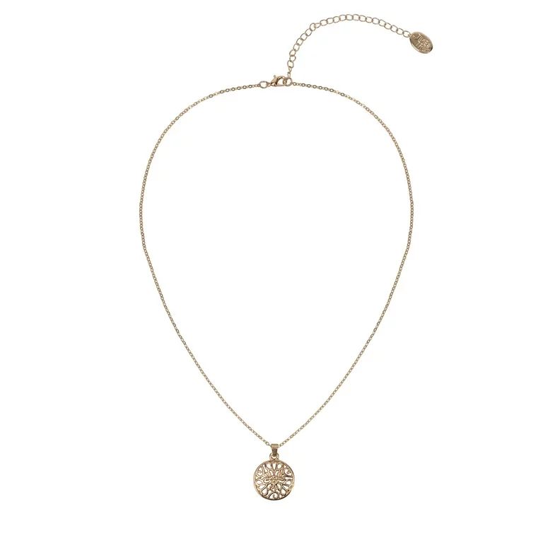 Time And Tru Women's Round Filigree Delicate Pendant Necklace | Walmart (US)