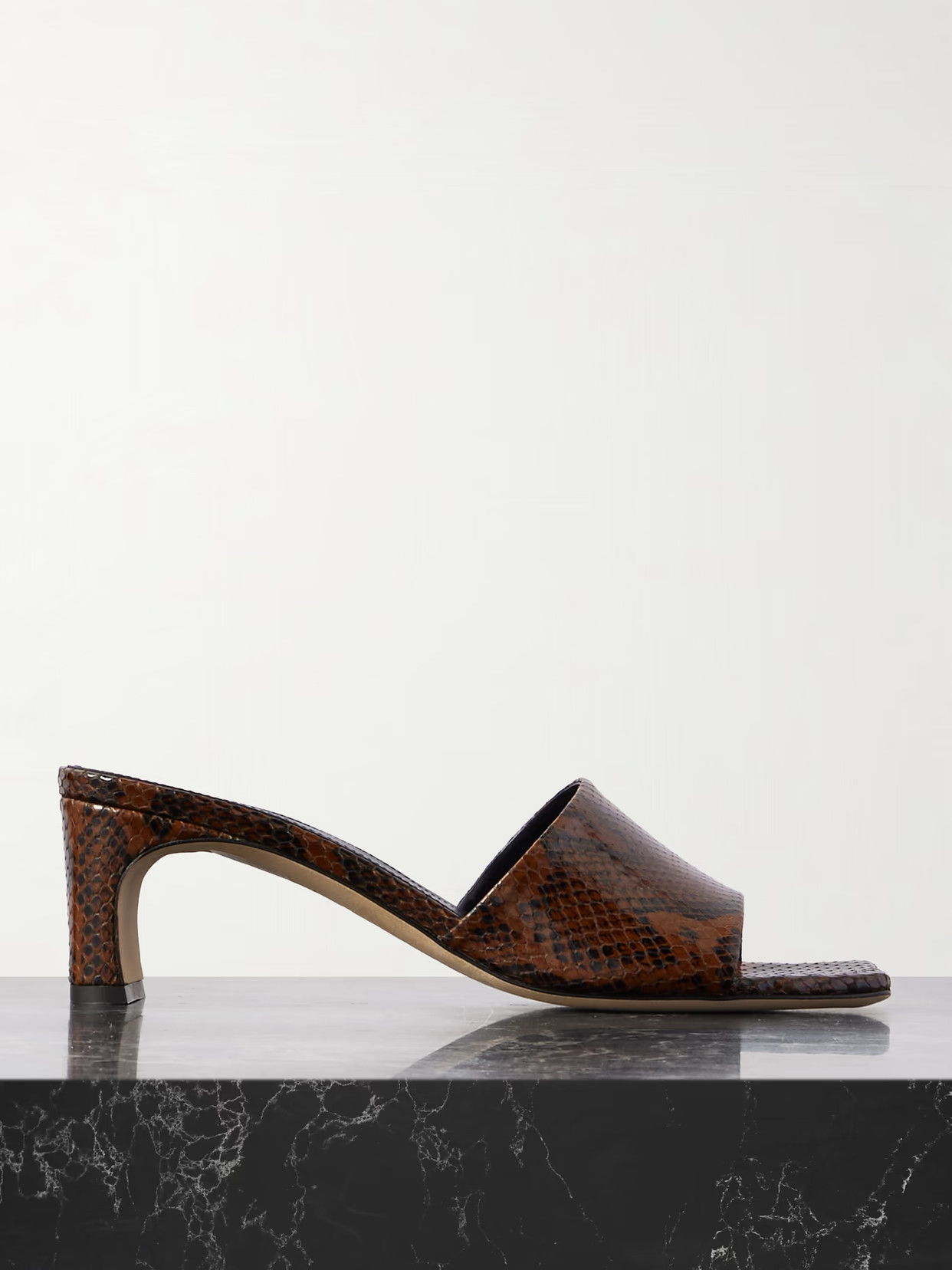 Aeyde - Jeanie Snake-effect Leather Mules - Brown | NET-A-PORTER (US)