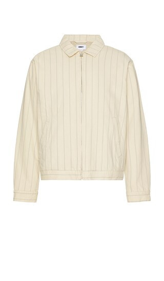 Obey Stripe Zip Up Jacket in Beige. - size M | Revolve Clothing (Global)