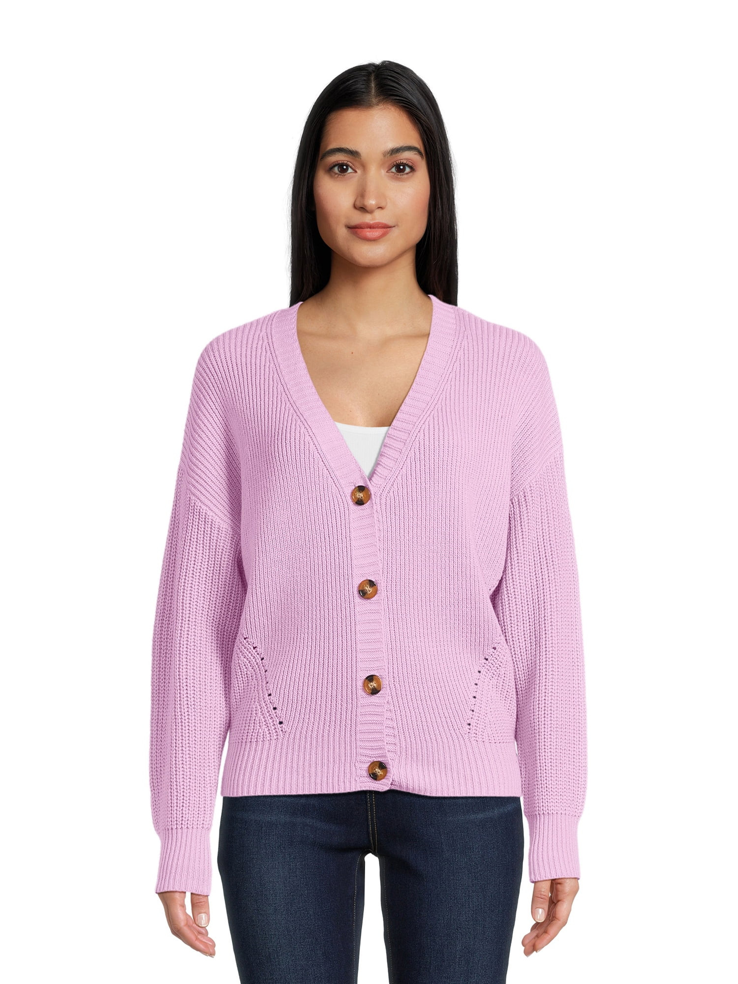 Time and Tru Women's Boyfriend Cardigan Sweater, Midweight, Sizes XS-XXXL - Walmart.com | Walmart (US)