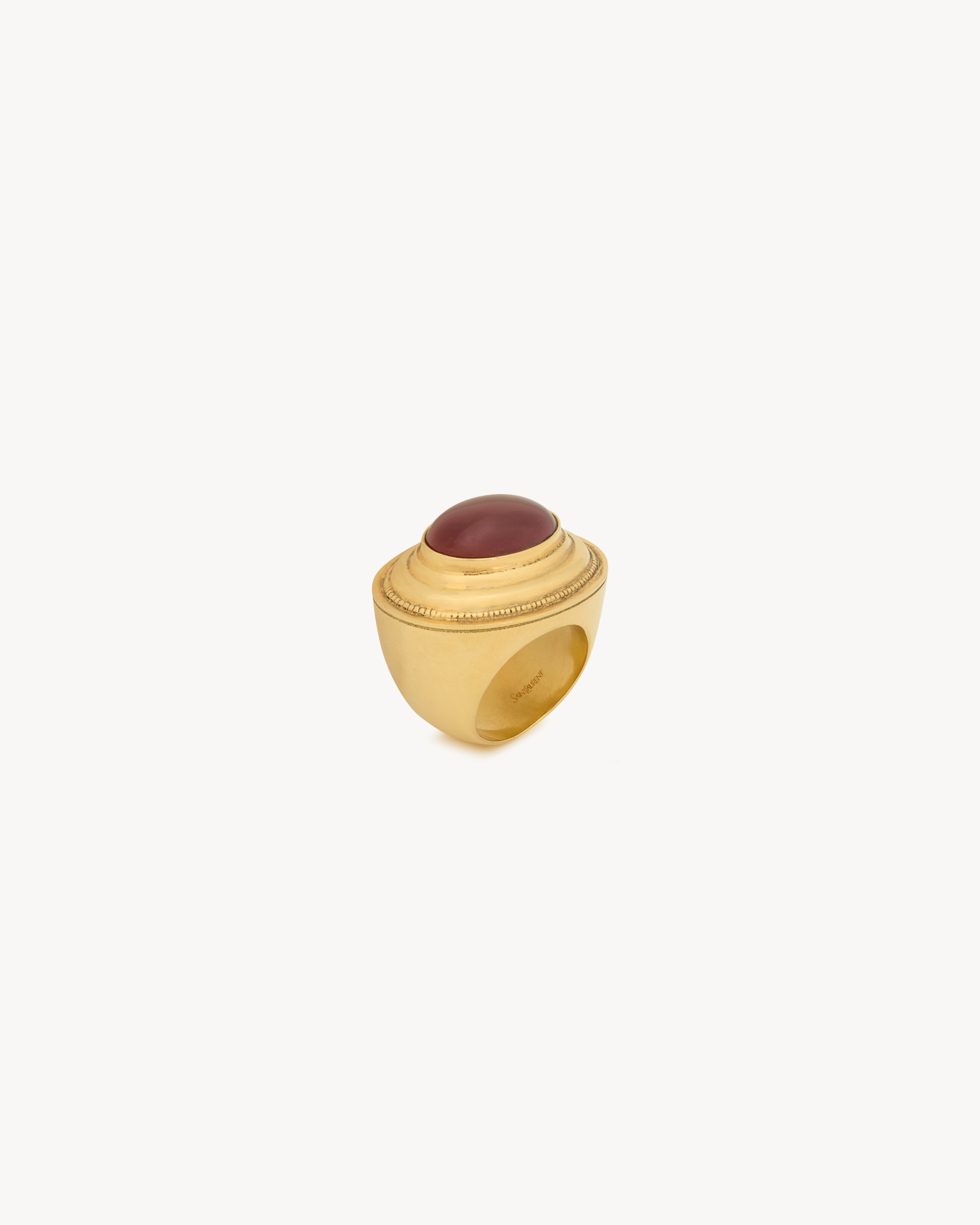 CABOCHON DOME RING IN AGATE AND METAL | Saint Laurent Inc. (Global)