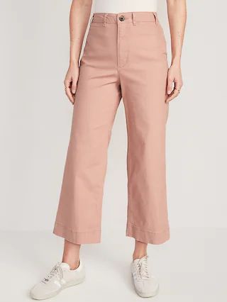 High-Waisted Cropped Wide-Leg Chino Pants for Women | Old Navy (US)