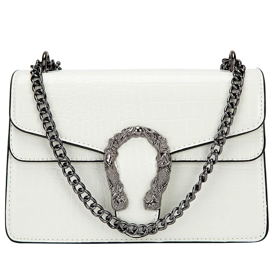 Aiqudou Crossbody Bag and Satchel Purse for Women - Fashion Snake Print Chain Purse Luxury PU Lea... | Amazon (US)