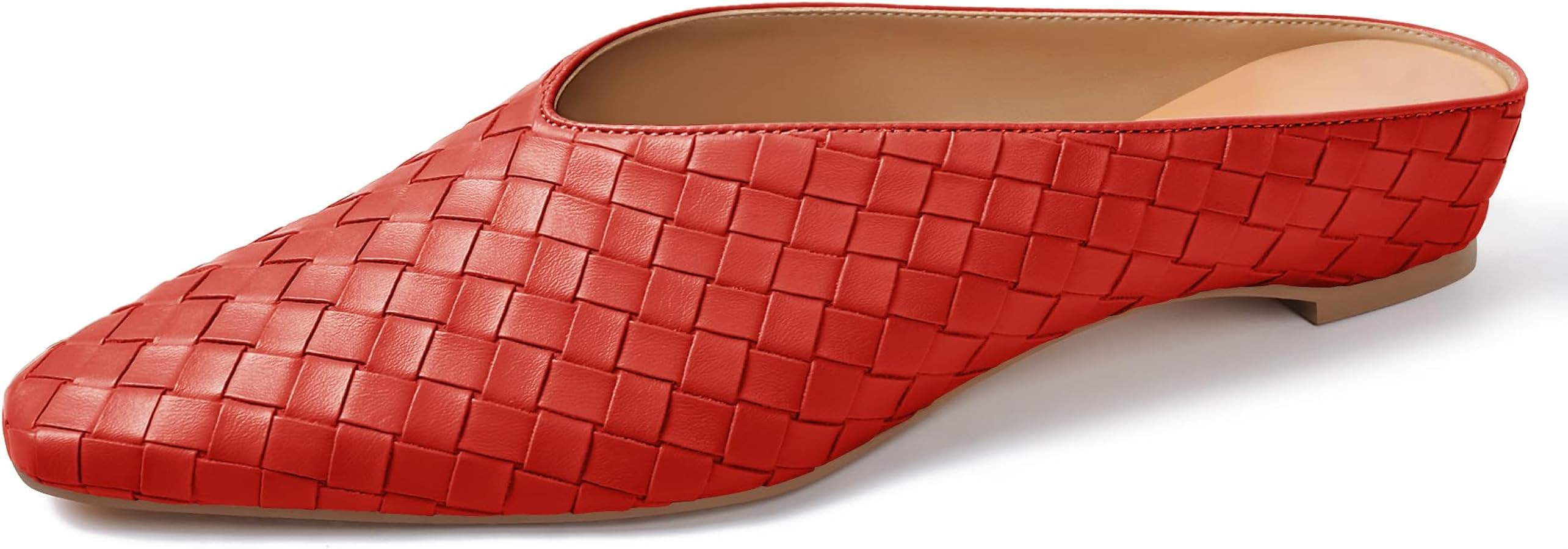Woven Mules for Women Metallic Leather Slides Ladies Trendy Comfortable Square Toe Hidden Wedge H... | Amazon (US)