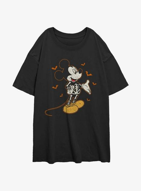 Disney Mickey Mouse Skeleton Bats Womens Oversized T-Shirt | BoxLunch