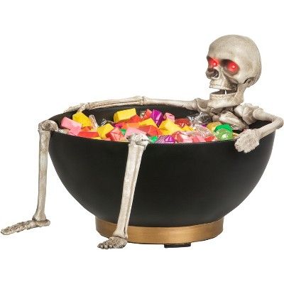 Gemmy Animated Candy Bowl Moving Jaw Skeleton w/Glowing Red Eyes, black | Target