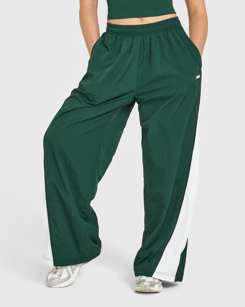 Oversized Piped Woven Straight Leg Track Bottoms 
 Racing Green | Oner Active (UK / US)