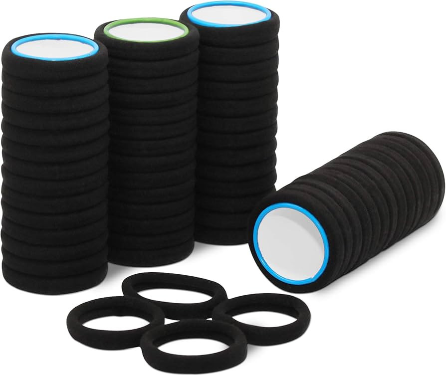 Pack of 50 Black Hair Bobbles Made of High-Quality Cotton, Ideal for Everyday Use, Elastic Hair B... | Amazon (DE)