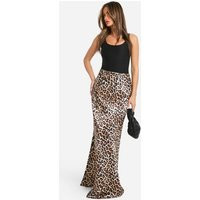 Womens Leopard Print Satin Bias Maxi Skirt - Multi - 12 | boohoo (US & Canada)