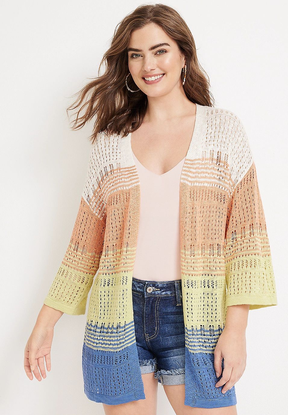 Striped Open Stitch Cardigan | Maurices